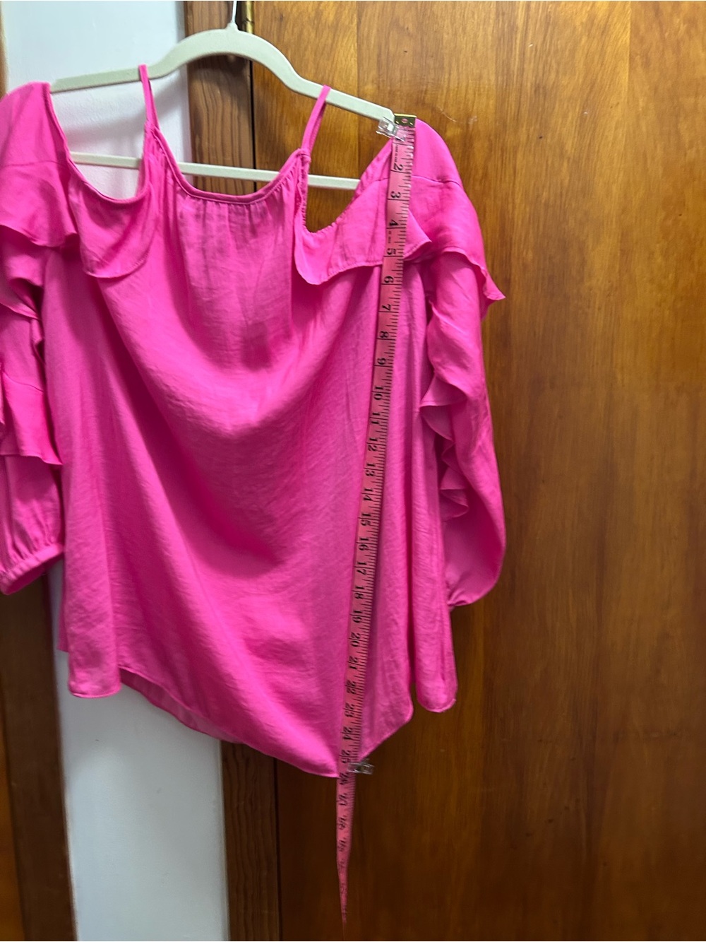 Jennifer Lopez Hot Pink Ruffle Cold-Shoulder Tunic - Picture 4 of 8